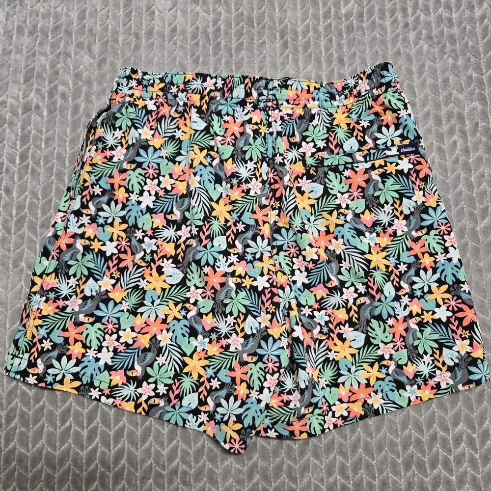 Chubbies The Bloomerangs Swim Trunks Mens L‎ Tropical Floral Toucan 5.5 Inseam